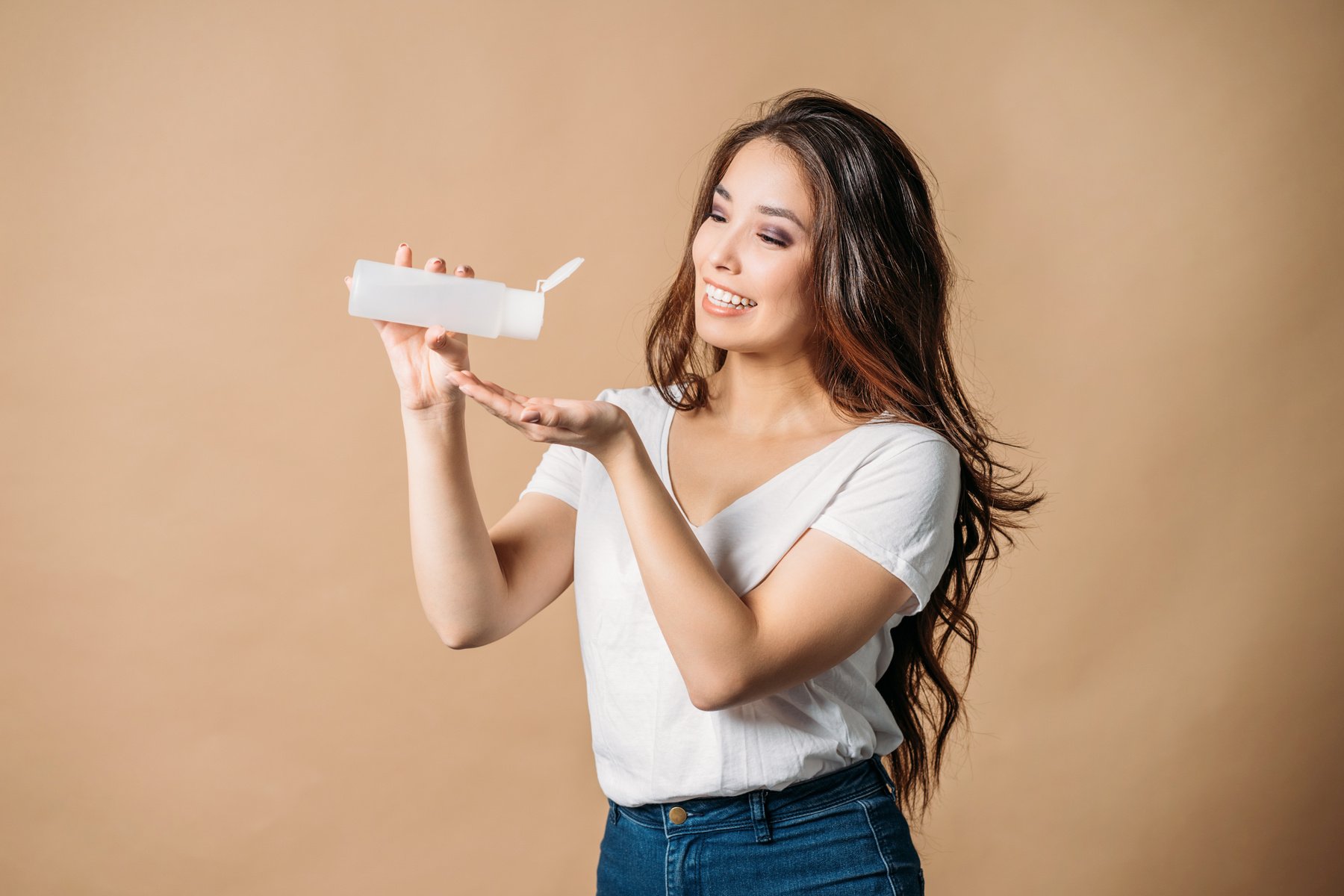 Woman with Hair Care Product 